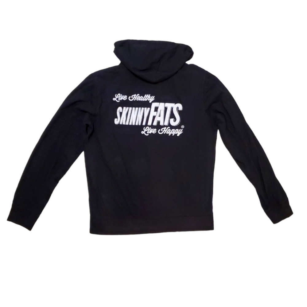 SkinnyFats‎ Live Healthy Women's Black Full Zip Up Light Weight Hoodie XL